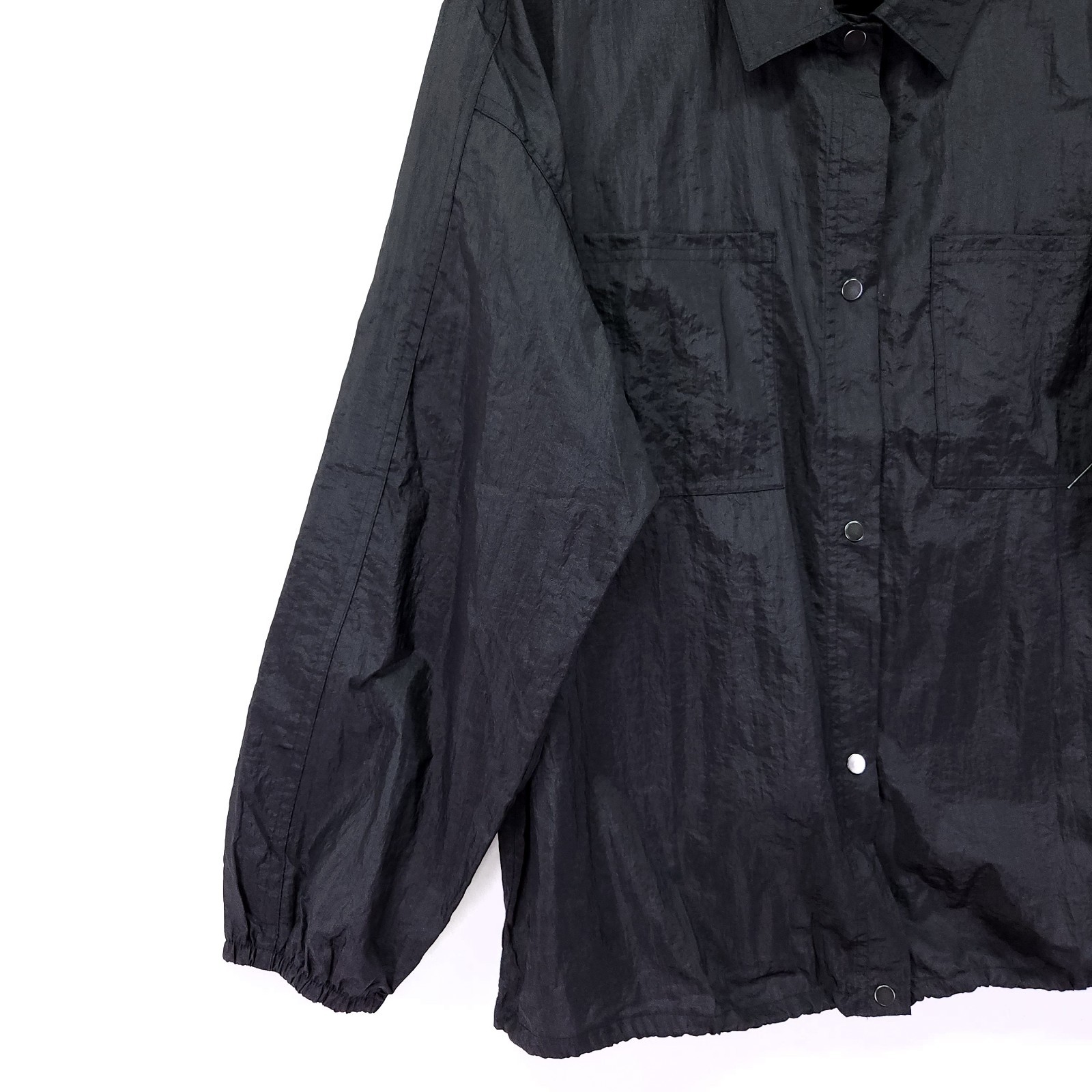 Athleta Lunar Sheen Snap Button Front Shirt Women’s Size Medium Black