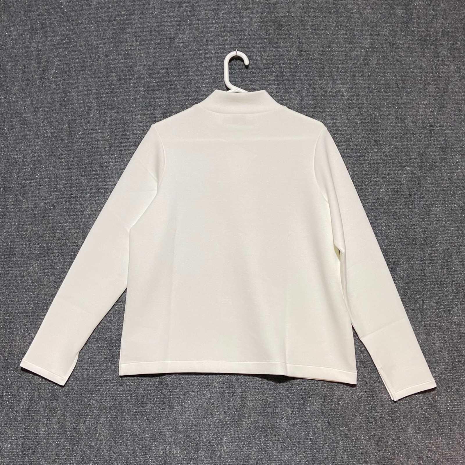 SPANX AirEssentials Mock Pullover Top L Powder White Lightweight Spacer Fabric