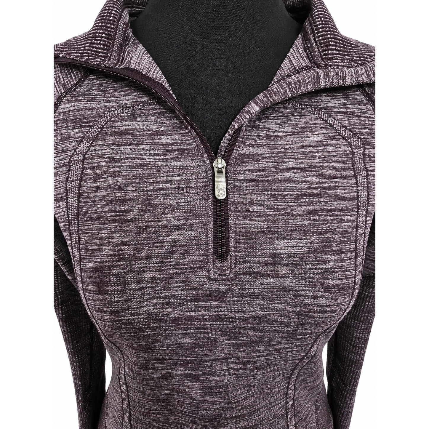 Lululemon Swiftly Wool 1/2 Zip Pullover Black Cherry White Size 10