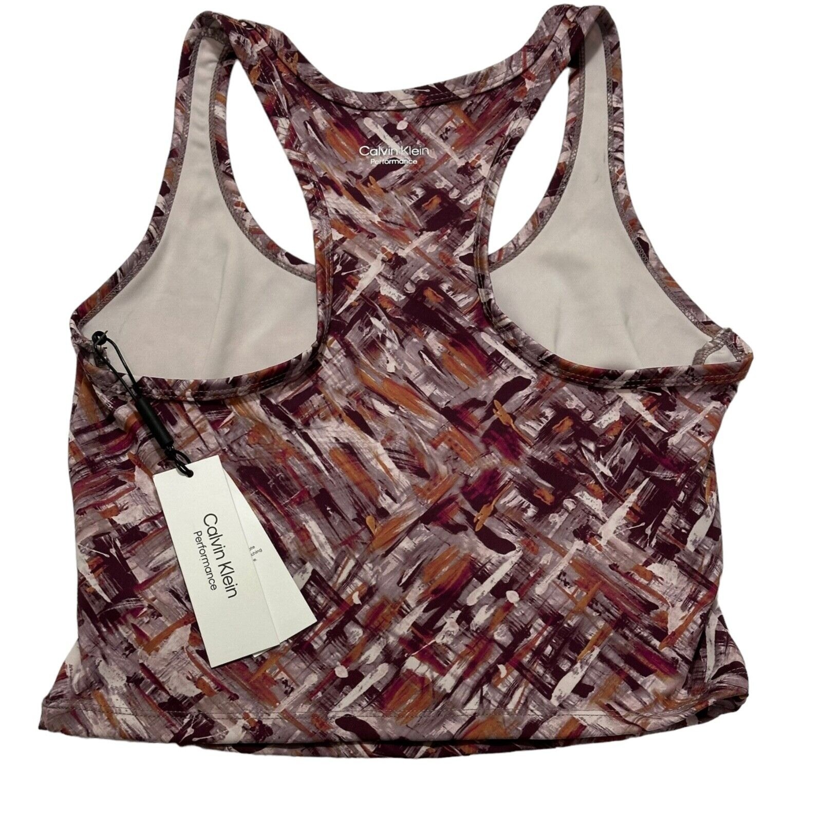 Calvin Klein Performance Womens Size S Abstract Print Racerback Crop Top NEW NWT