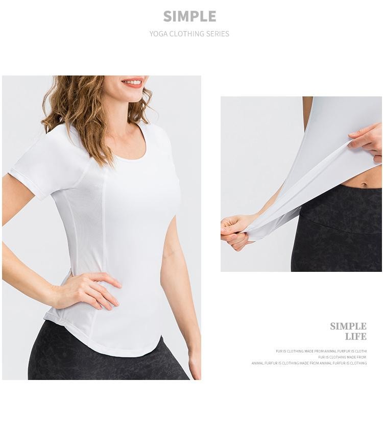Women Yoga Top Breathable Quick Dry Short Sleeve Gym Fitness Running T Shirt