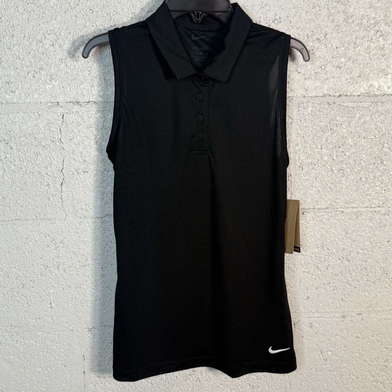 Nike Dri-FIT Victory Sleeveless Golf Polo, black/white XS