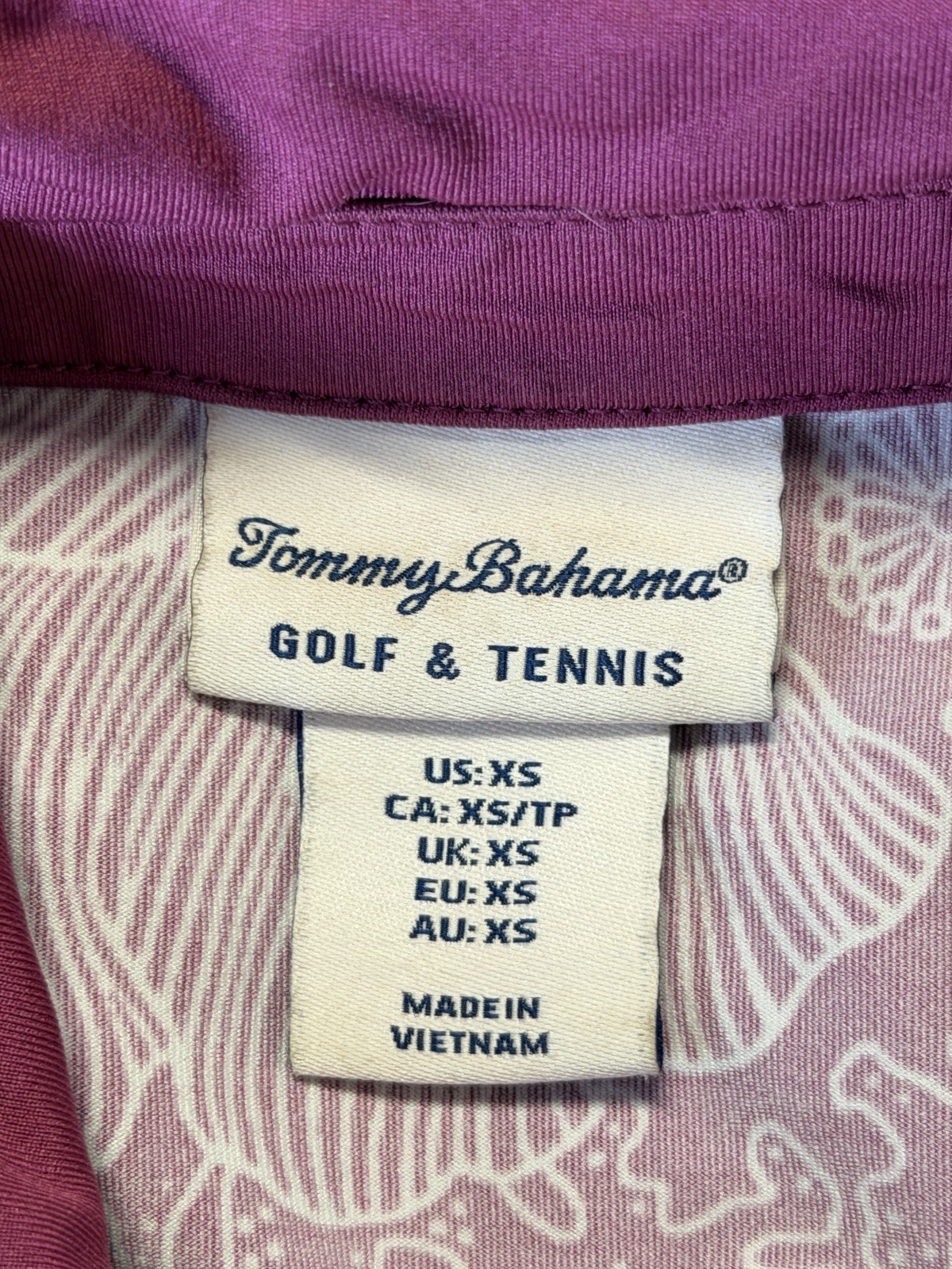 Tommy Bahama Womens Golf Tennis Purple Coral Polo Tank Top XS Tropical Half Zip