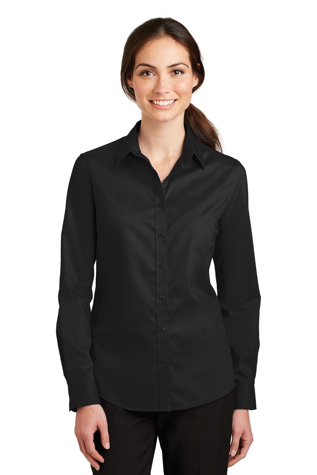 Port Authority Womens Long Sleeve Open Collar SuperPro Twill Shirt L663