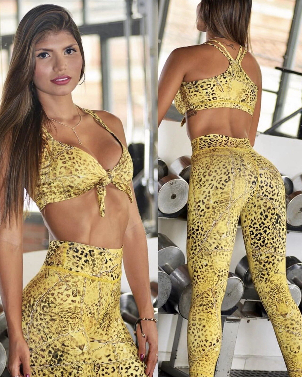Colombian Brazilian Women’s Set Tights & Top Microfiber S M L Gym Workout Gym