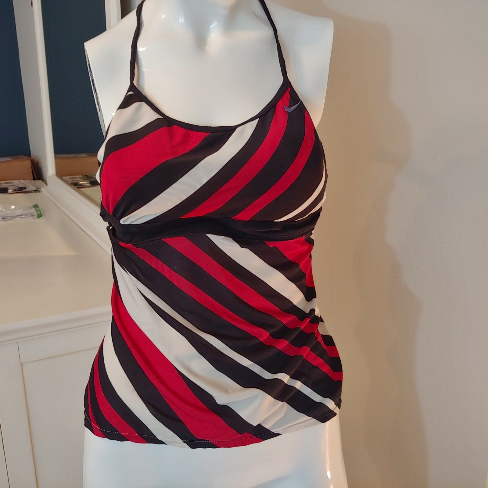 Womens S small ? Nike tank racerback built in bra red white black stripe