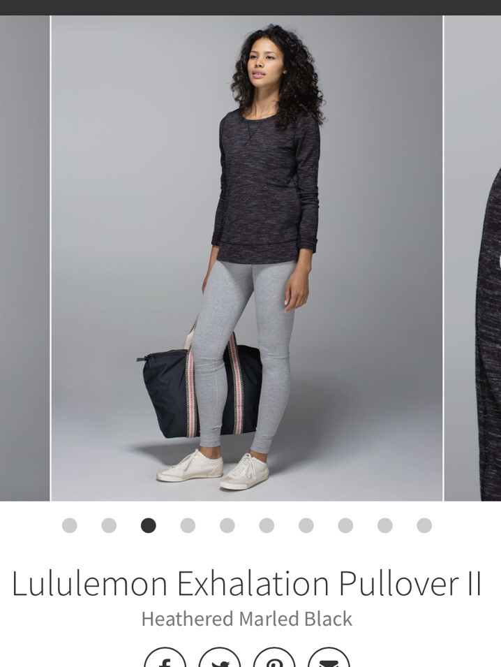 Lululemon Exhalation Pullover II Heathered Marled Black Size 6