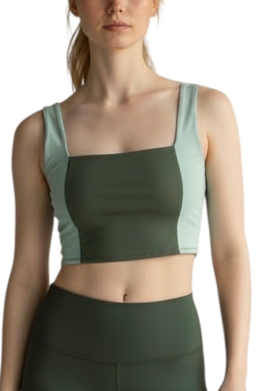 Sincerely Jules Junior’s Color Block Active Crop Top Lined Size XL Green & Blue