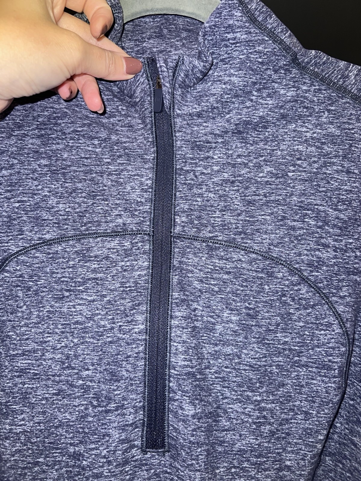 Lululemon Run Briskly 1/2 Zip pullover in a purple/blue heathered 8