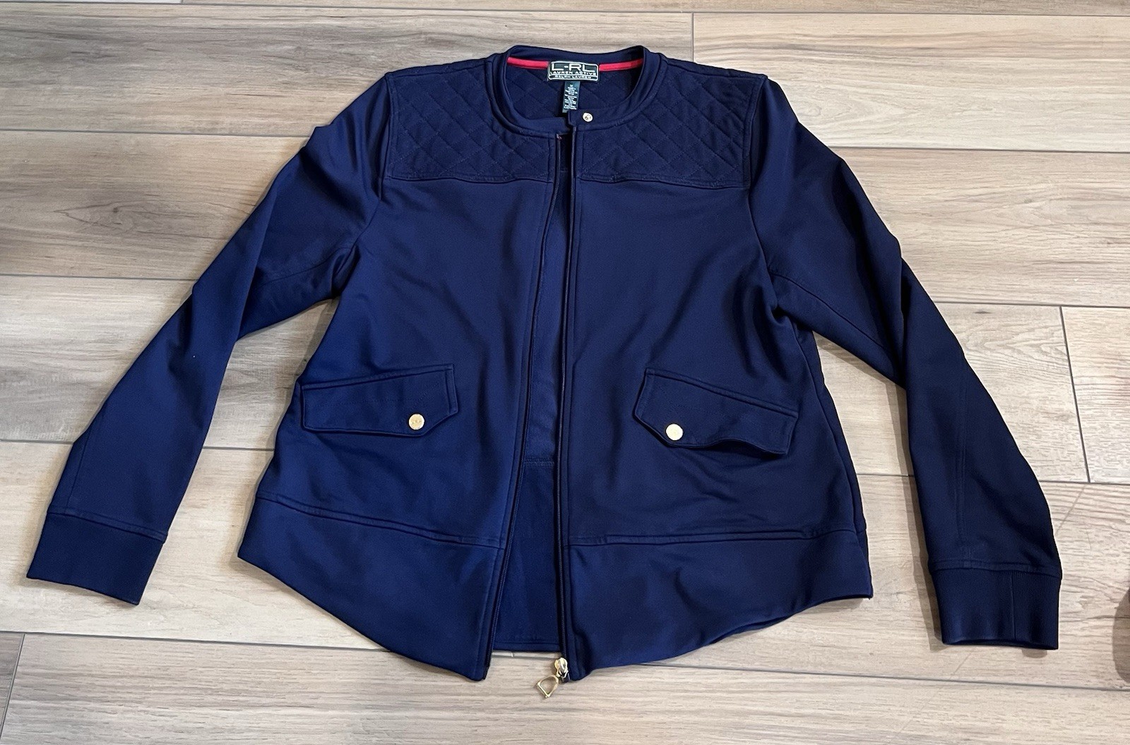LRL Lauren Active Ralph Lauren Jacket Women Full Zip Pockets Athletic Navy XL