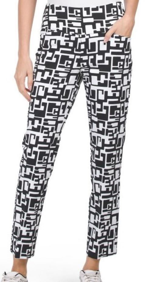 NWT SWING CONTROL Black White PULLON STRETCH ANKLE PANTS 4 6 8 10 12 14 16