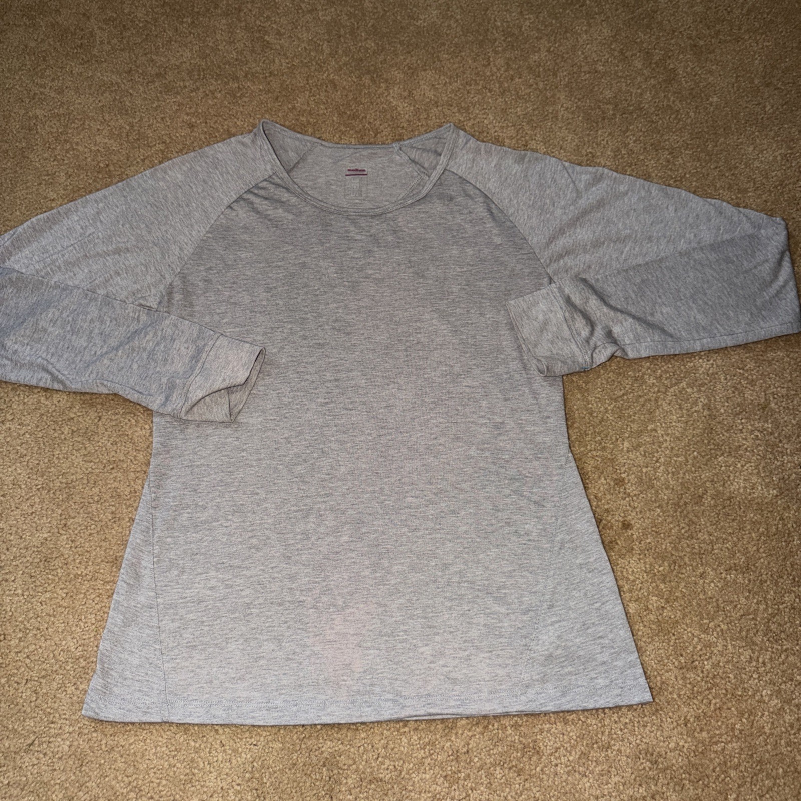 Stio Long Sleeve Performance Tee Medium Coral Gray Outdoor Activewear Thumb Hole