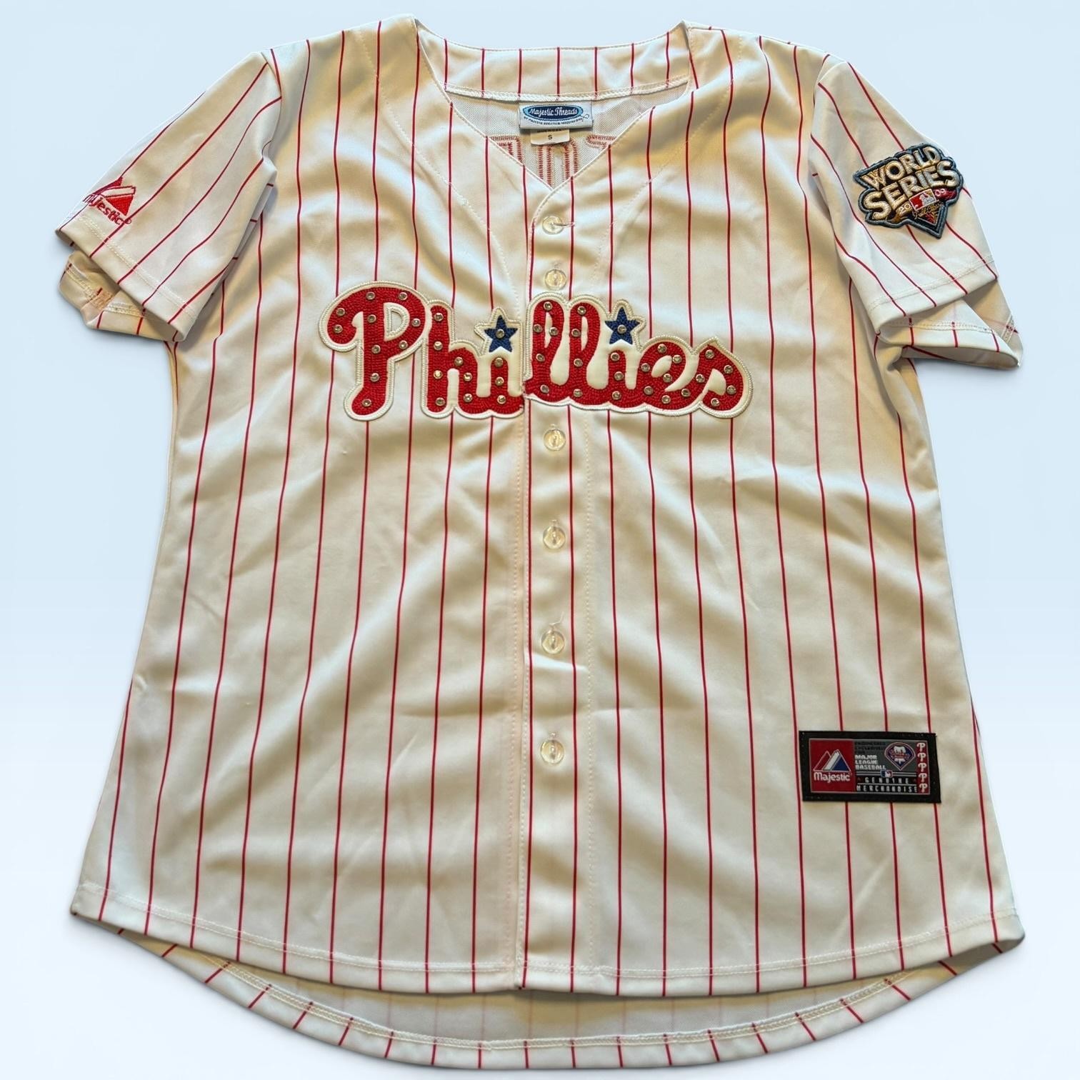 Philadelphia Phillies Jersey Womens Small White MLB Victorino 8 Majestic Threads