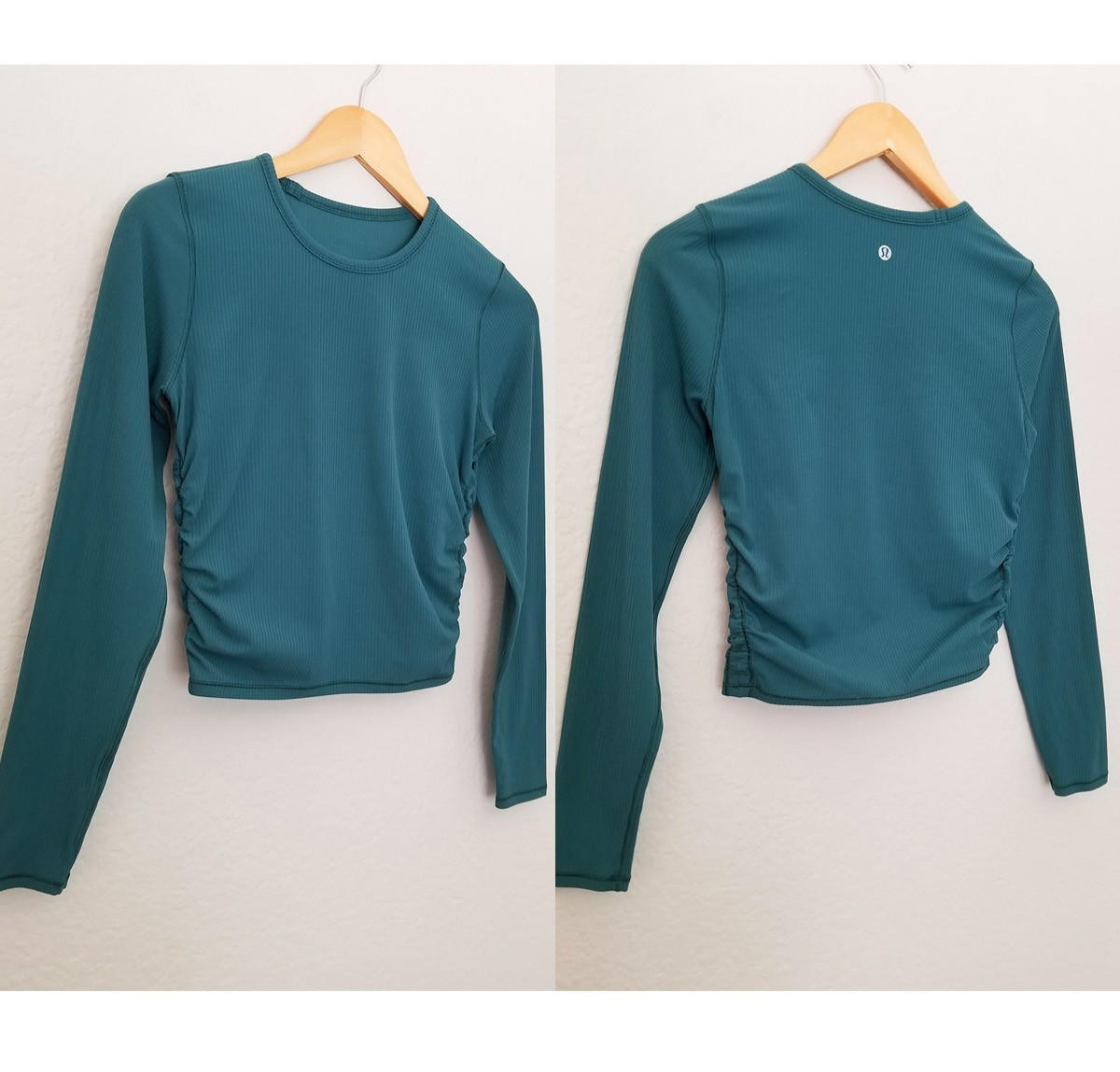Lululemon All It Takes Long Sleeve Shirt Ruched Sides 6 Ribbed Nulu Green Jasper