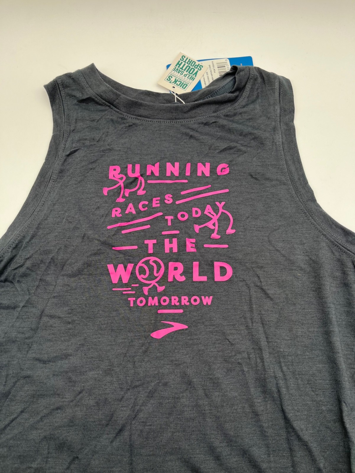 Brooks Womens Medium Heather Gray Running Tank Top Sleeveless Graphic Tee