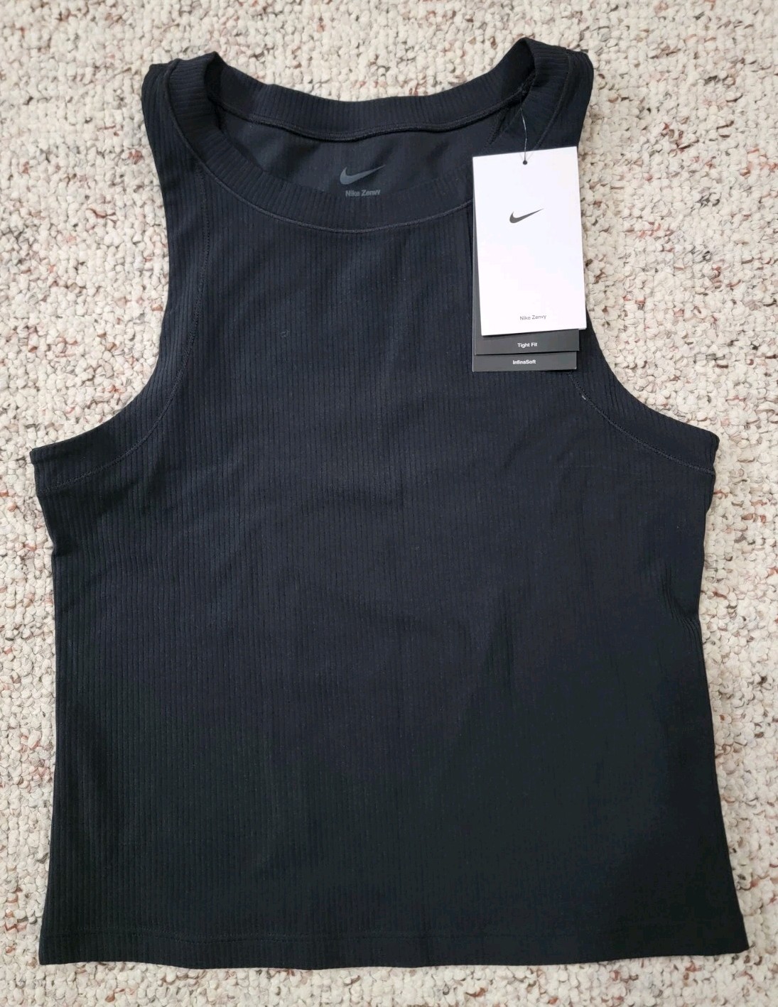 Nike Zenvy One Fitted Dri-FIT Cropped Tank Top Black HF2765-010 Woman’s Size XS