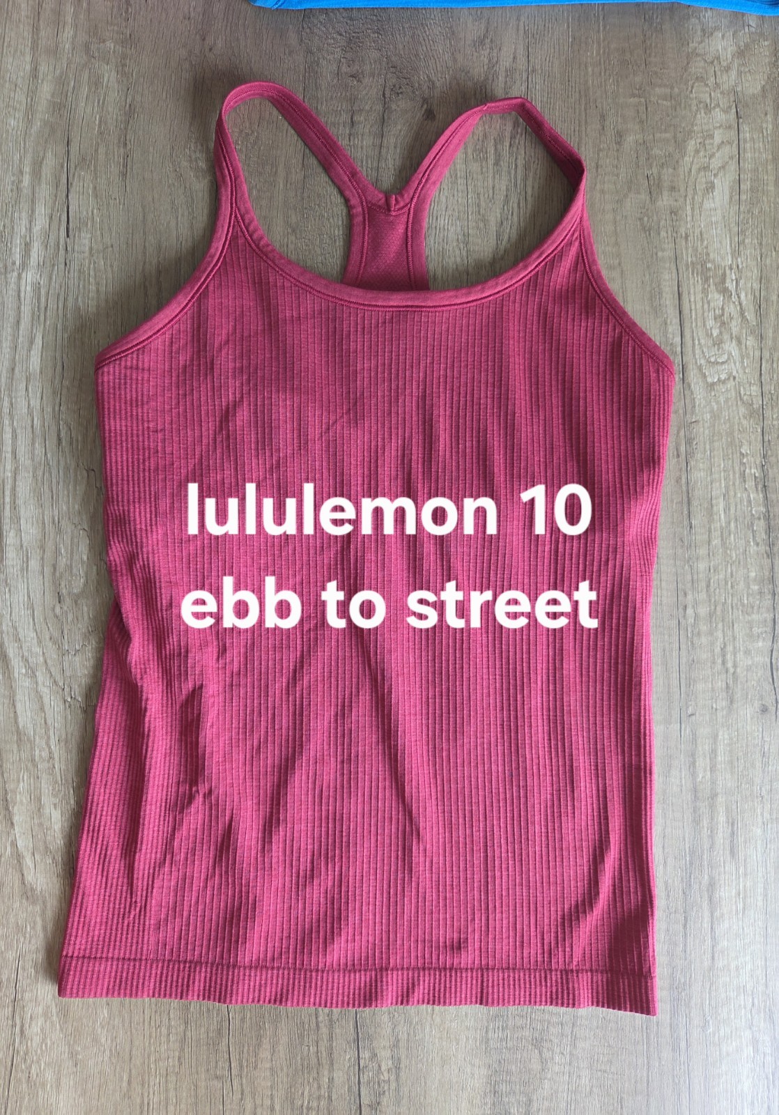 Lululemon Ebb to Street Ribbed Racerback Scoop Neck Stretch Tank Pink 10