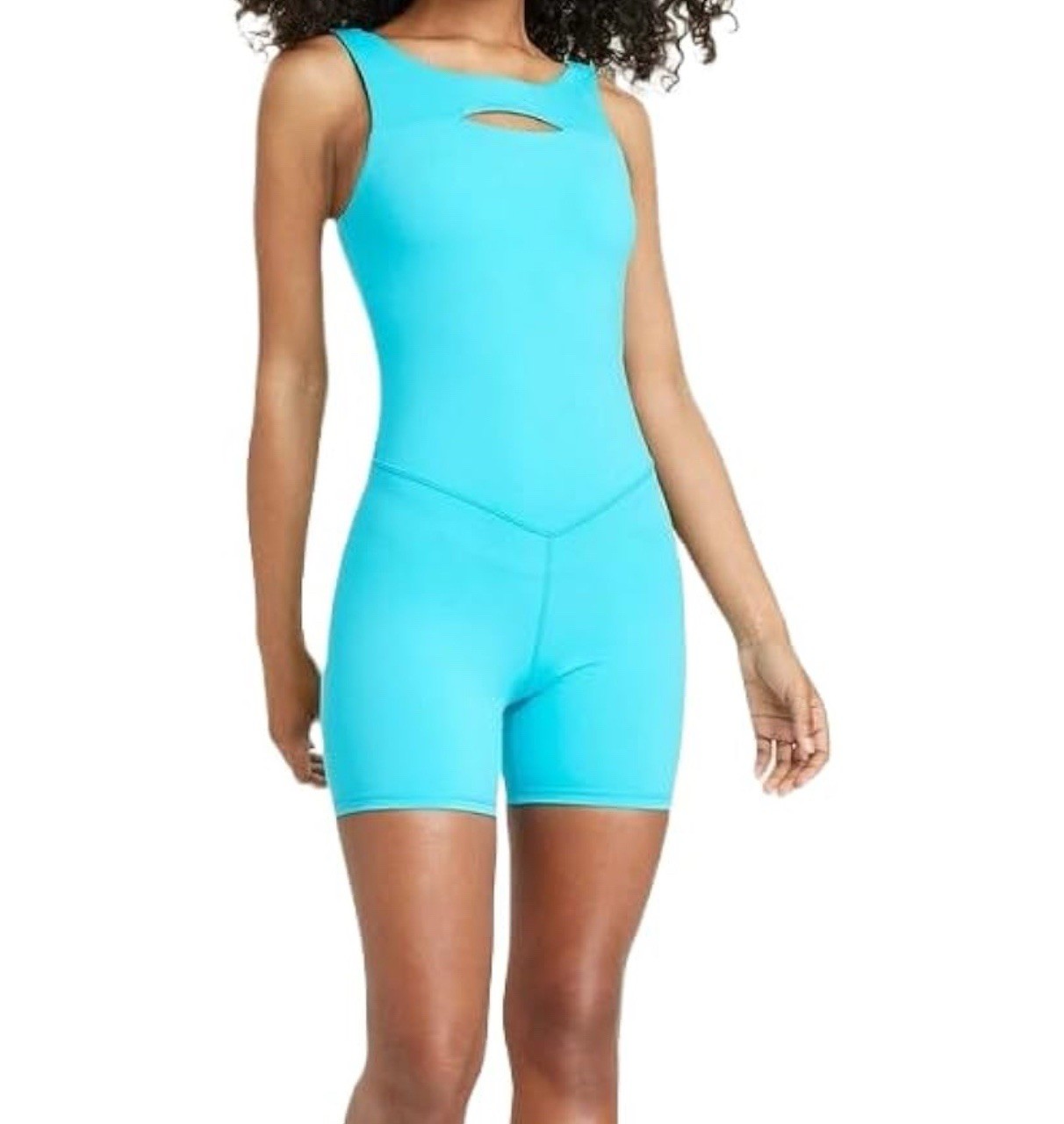 NWT JoyLab Standard Fit Bodysuit Aqua Blue One-Piece Activewear Size S