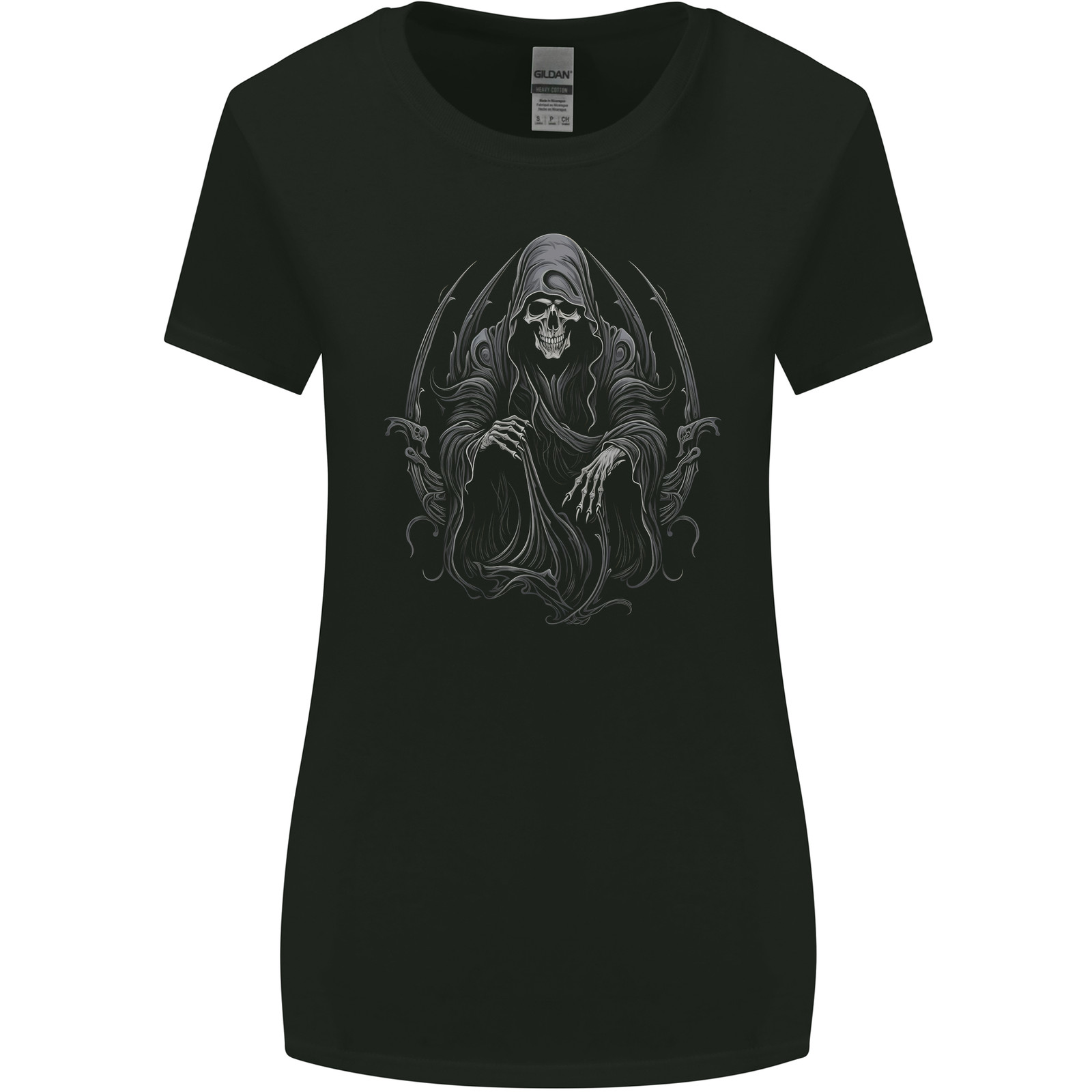 Grim Reaper Throne Skull Womens Wider Cut T-Shirt