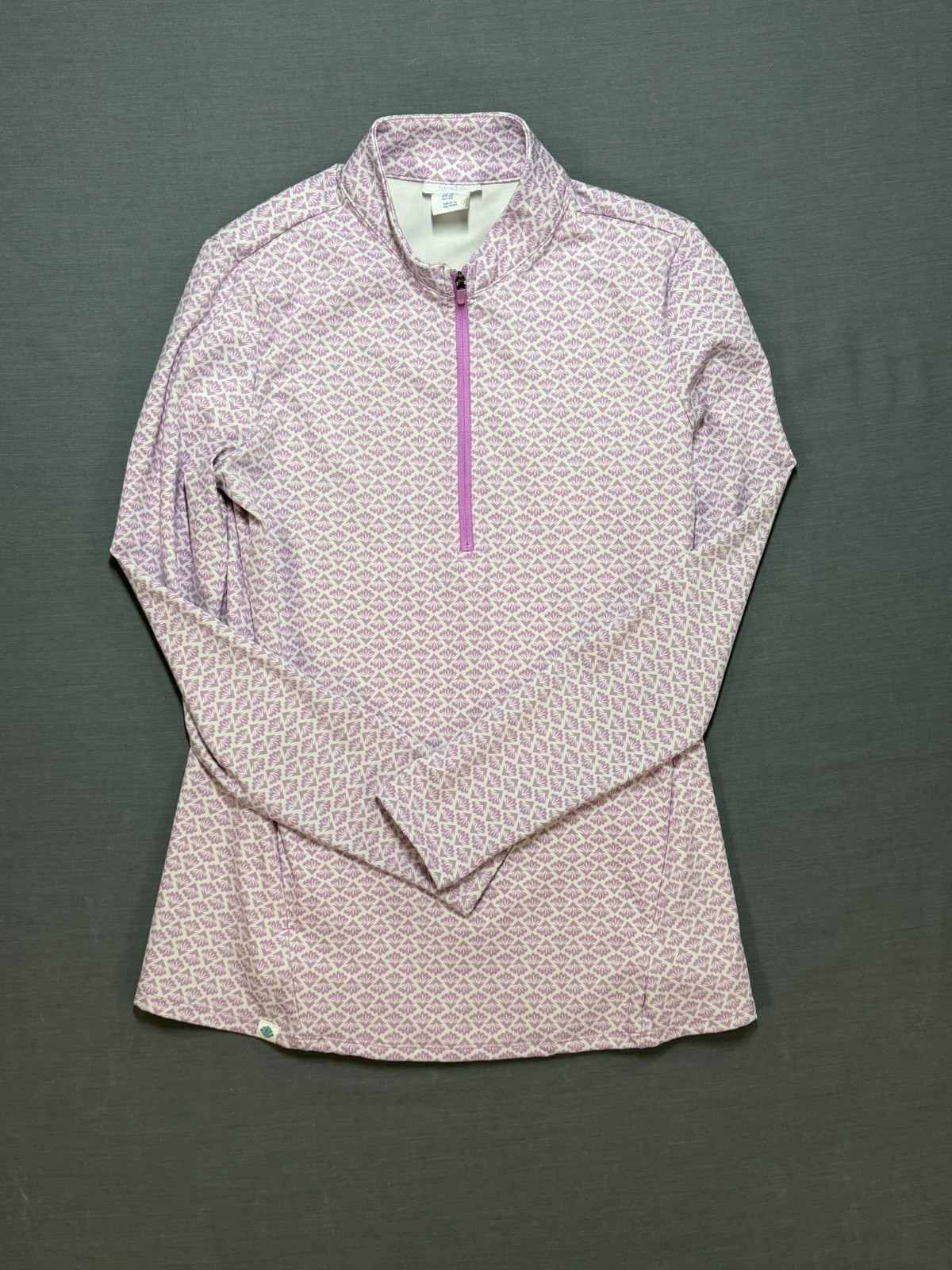 Sigrid Olsen Golf Tennis Top Womens XS Purple Floral 1/4 Zip Pullover