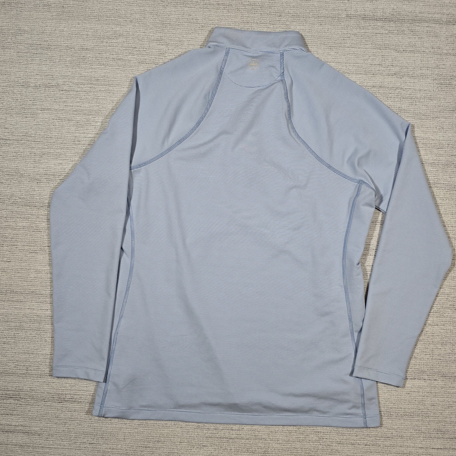 Peter Millar Raglan Perth 1/4 Zip Performance Womens L Blue Stripe UPF50+ Logo