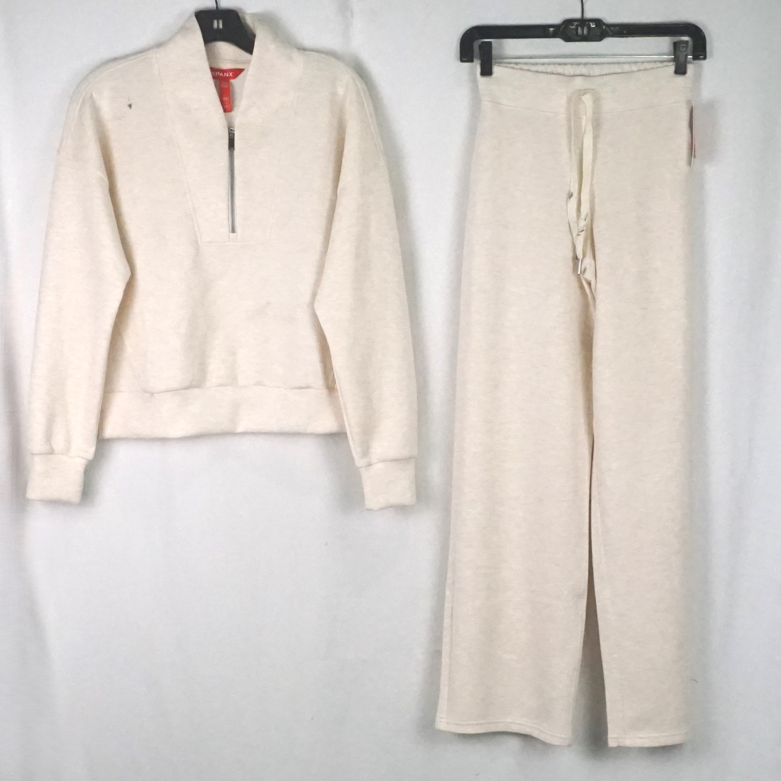Spanx AirEssentials Half Zip Pullover & Straight leg Pants In Oatmeal – Size XS