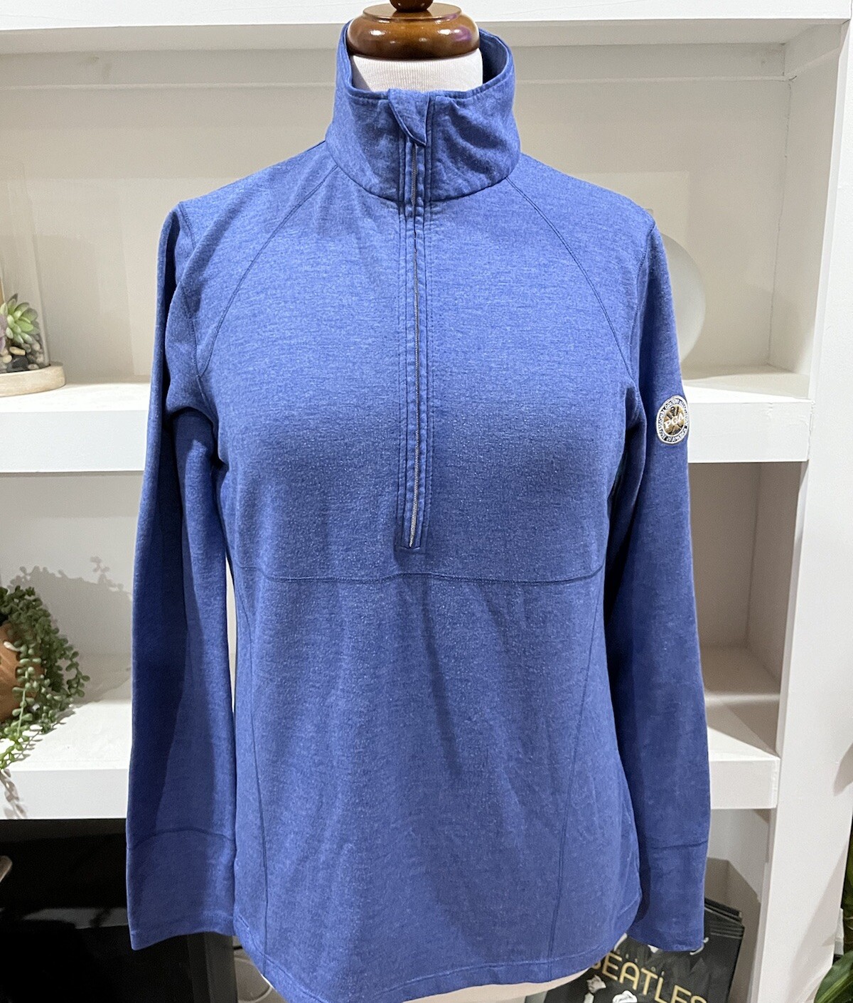 Kate Lord Performance 1/4 Zip Pullover Top Womens medium blue golf pga