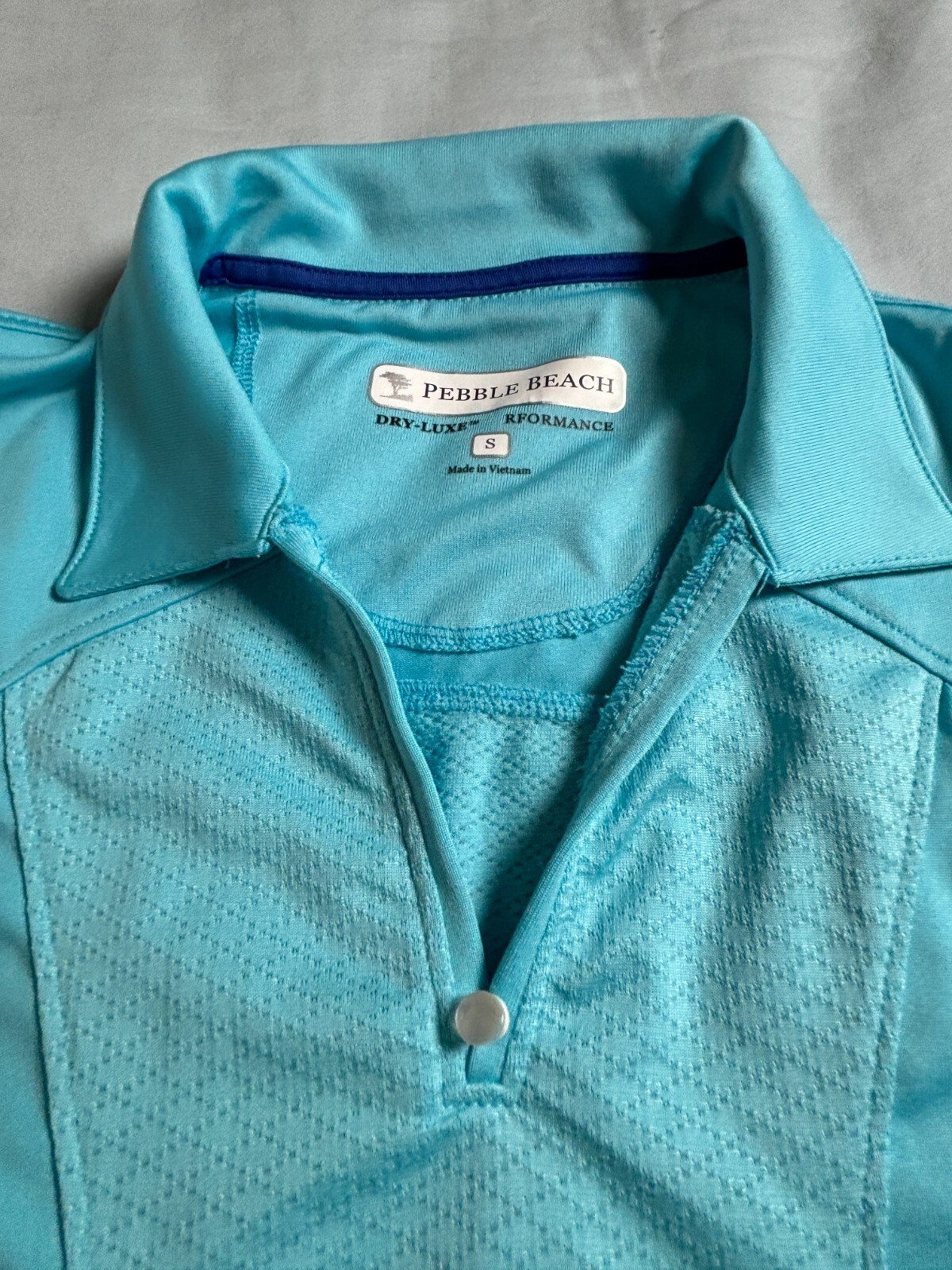 Pebble Beach Dry Luxe Performance Polo Top Size Small Turquoise Active Wear