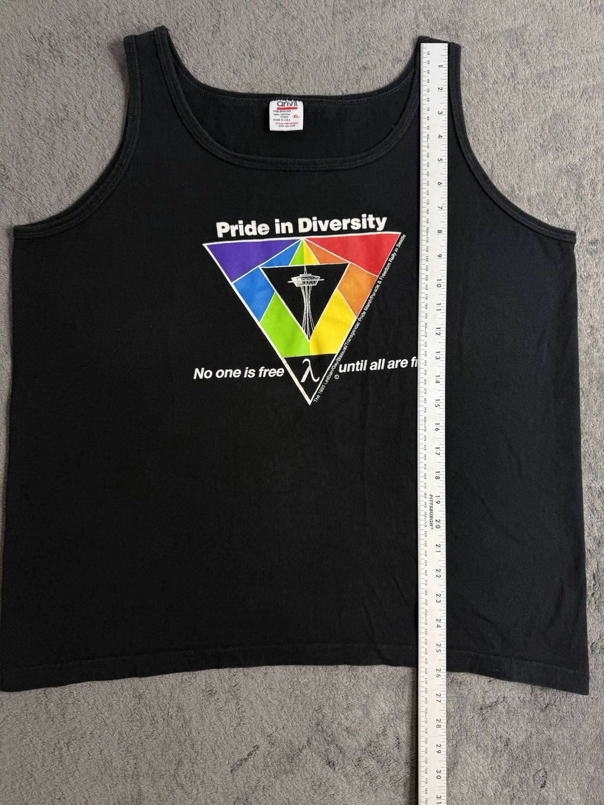 Vintage 90s Seattle LGBTQ Pride 1995 Tank Top Shirt Anvil XL Single Stitch Promo