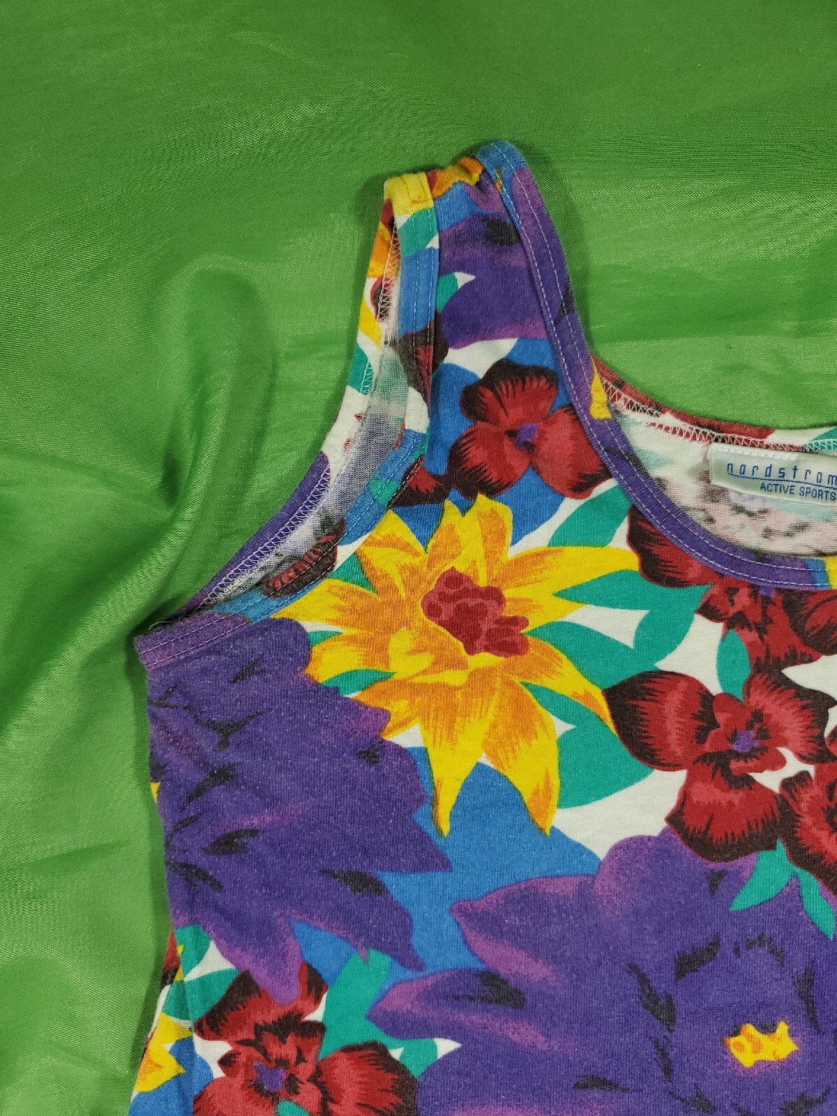 Retro Floral 80s 90s Nordstrom Active Sports Top Women’s Small Vintage Island