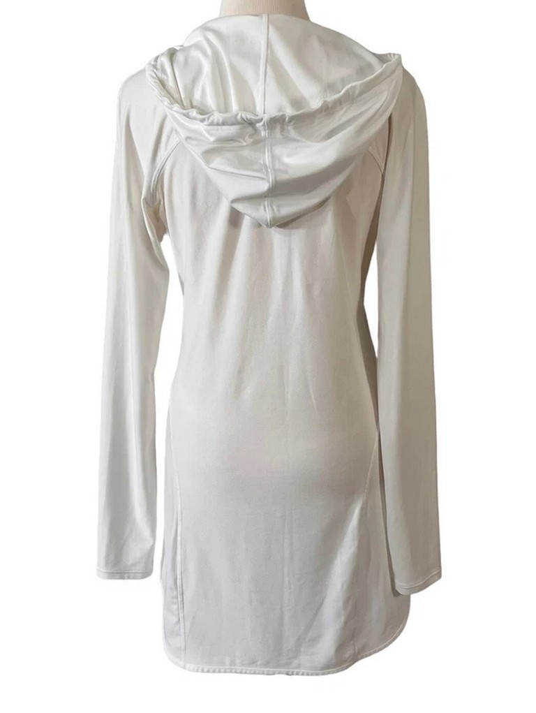 Athleta SMALL White Lightweight Wick It Wader Hoodie Swimsuit Cover Up