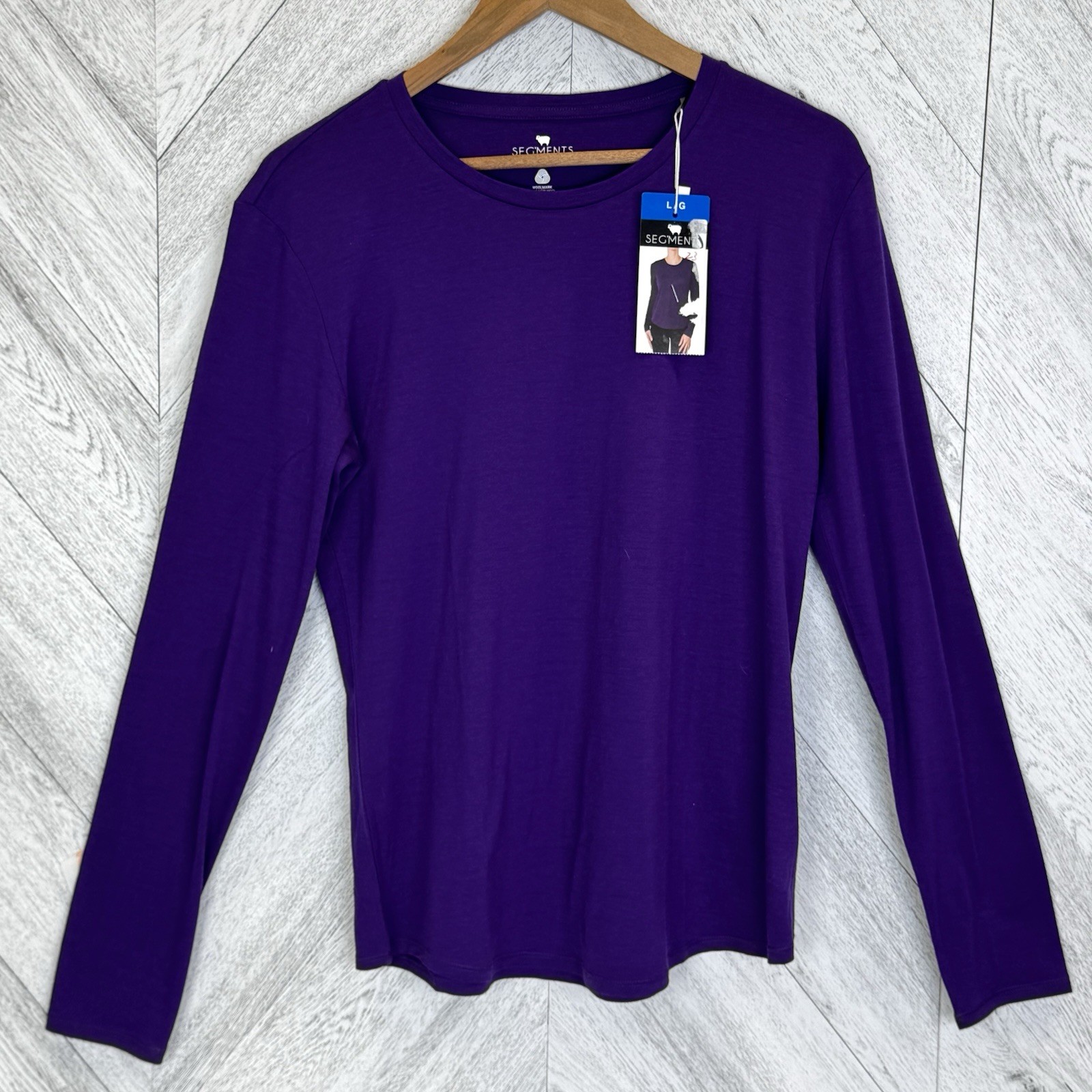 Seg’ments 100% Merino Wool Long Sleeve Base Layer Shirt Womens Large Purple NWT