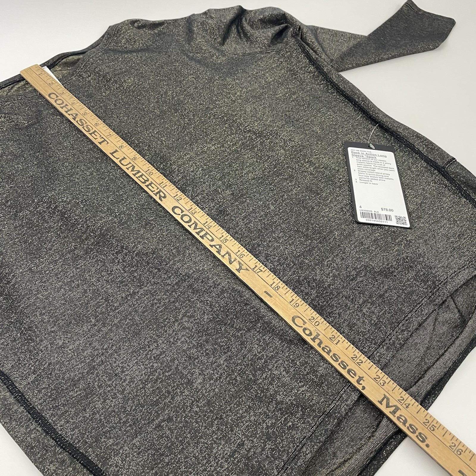 Lululemon Back in Action Long Sleeve Athletic Sporty Shirt Sparkle Black Gold 4
