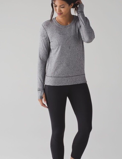 Women’s Lululemon Rush Hour L/S Pleated Back Top sz 4 Frozen Fizz Thumbholes