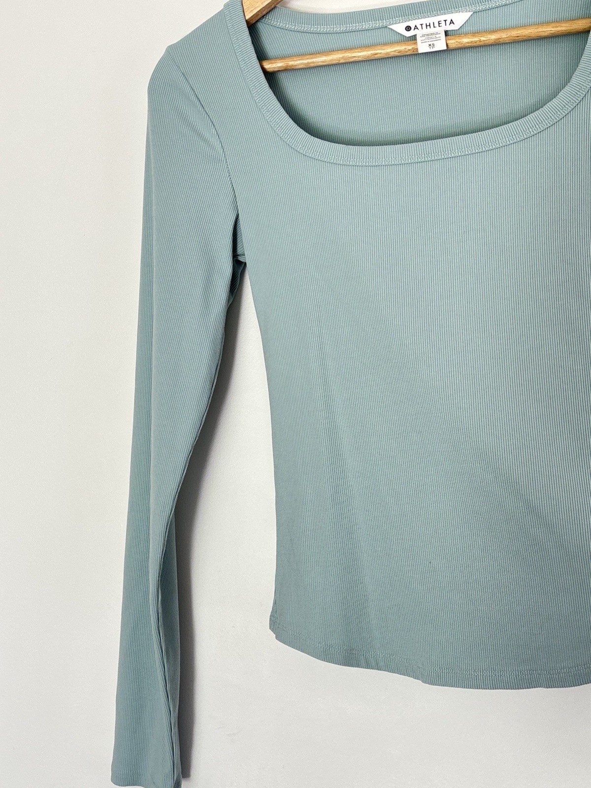 Athleta Ribbed Square Neck Long Sleeves Tee Size XS