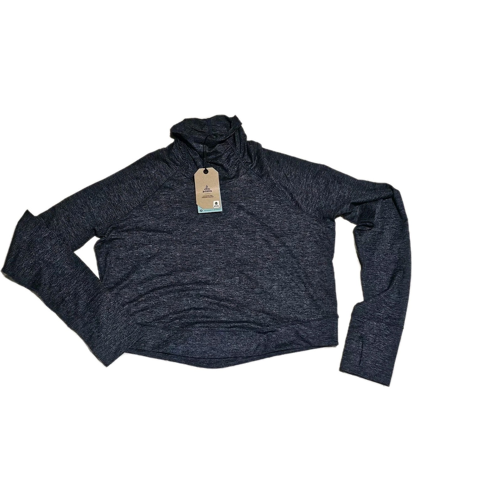Prana Funnel Neck Herringbone Nautical Knit Sleeve Crop Top Sz Xl Activewear Nwt