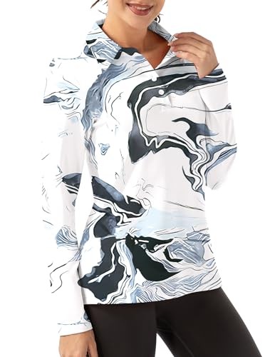 INK WASH – FKEEP WOMEN LONG SLEEVE POLO SHIRT GOLF SPORT TOP ATHLETIC, SIZE M