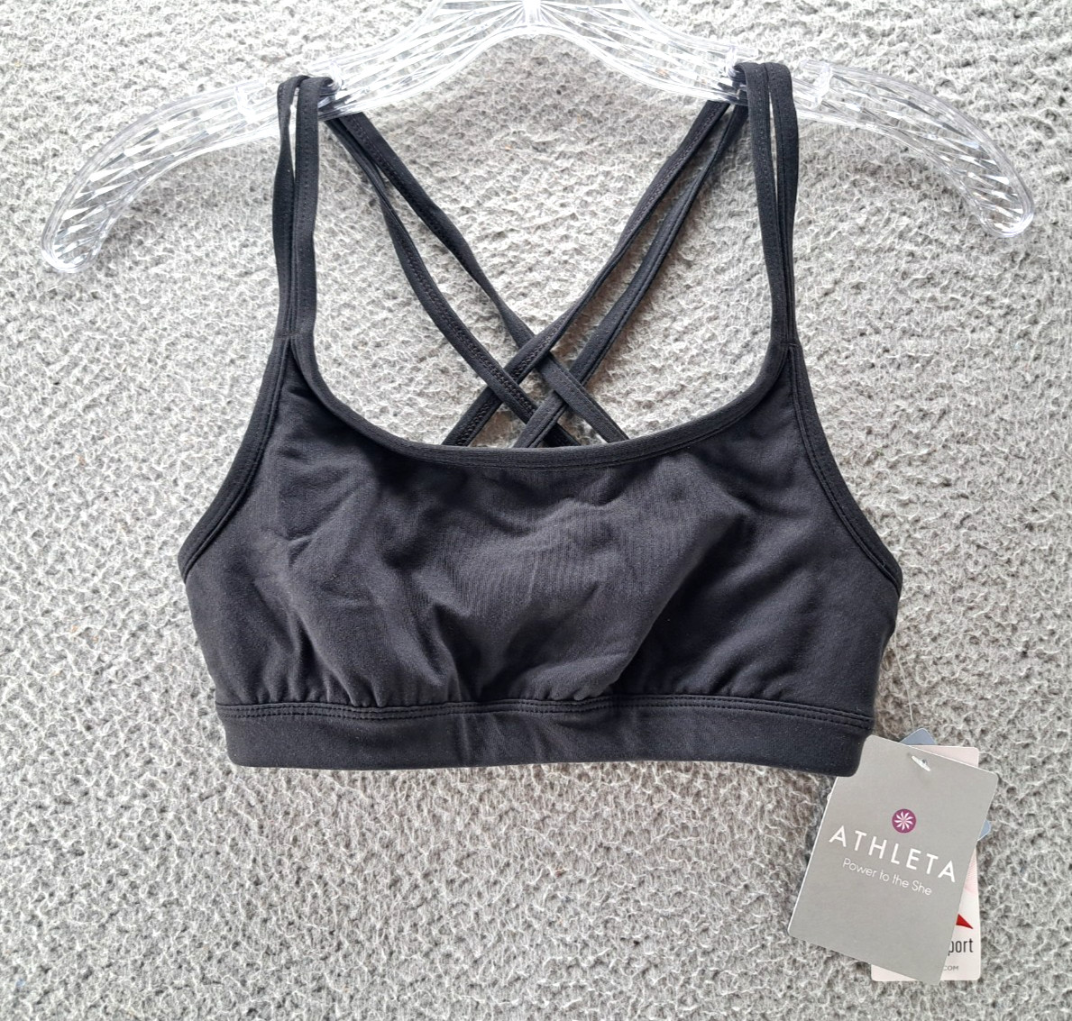 ATHLETA Full Focus Bra Womens 2XS Black Studio Wicking Breathable Pilayo NEW NWT