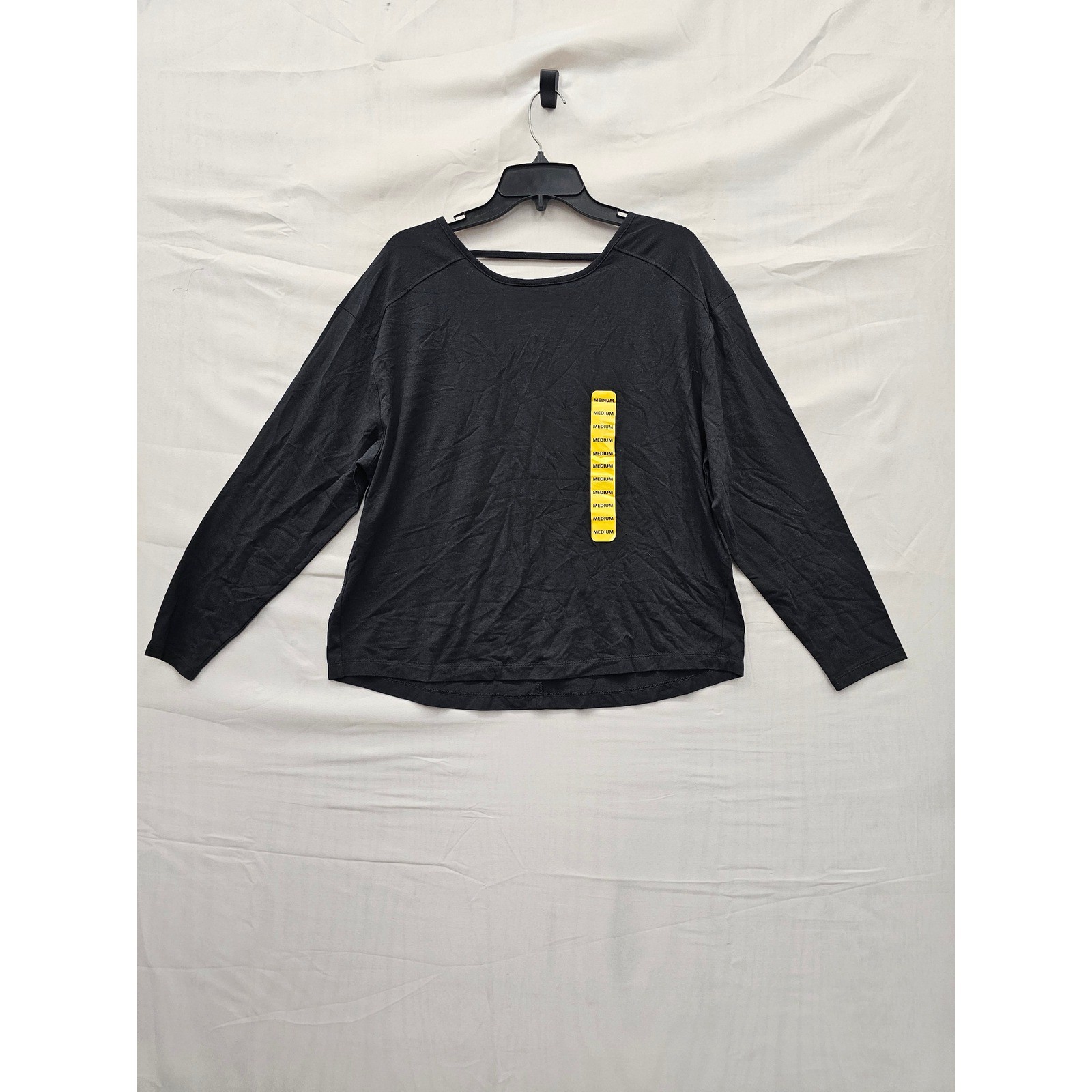 Member’s Mark Womens Crew Neck Long Sleeve Active Tee Black Cotton Blend Size M