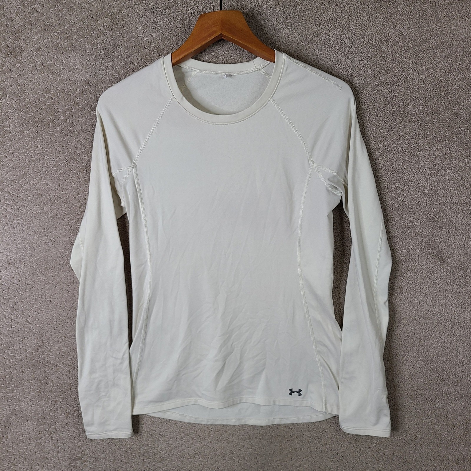 Under Armour Shirt Womens Medium White Long Sleeve Compression Athletic Training
