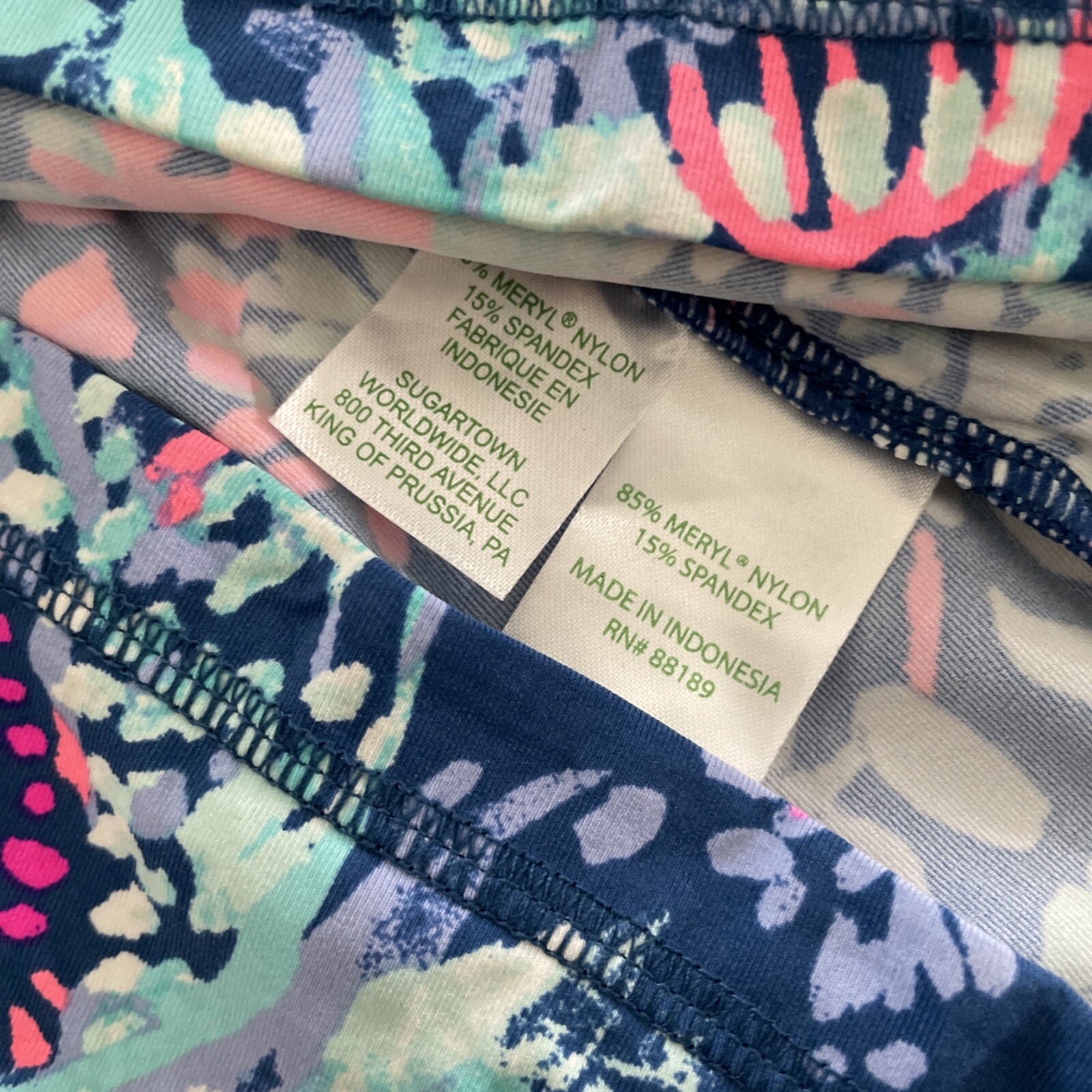 Lilly Pulitzer Luxletic UPF 50+ Delaynee Meryl Nylon Sunguard Deep Indigo L