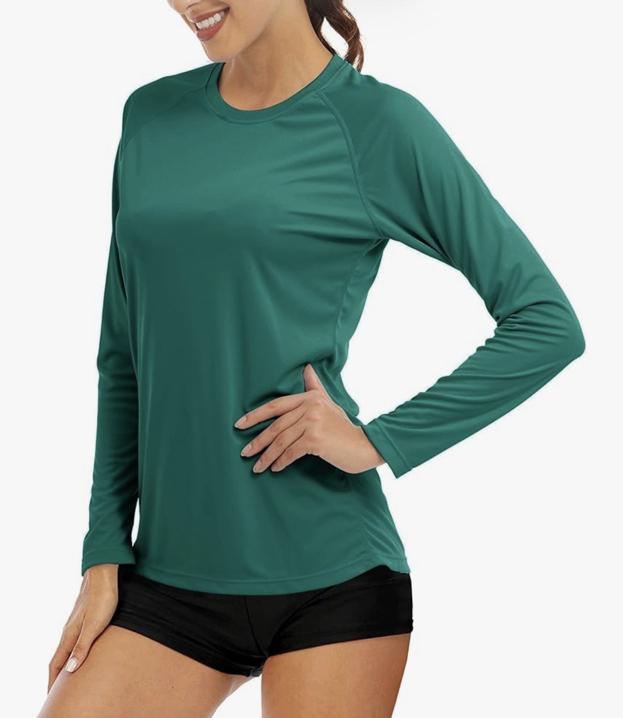 Magcomsen Women’s Long Sleeve Jade Green UPF 50+ Sun Protection Shirt Sz L
