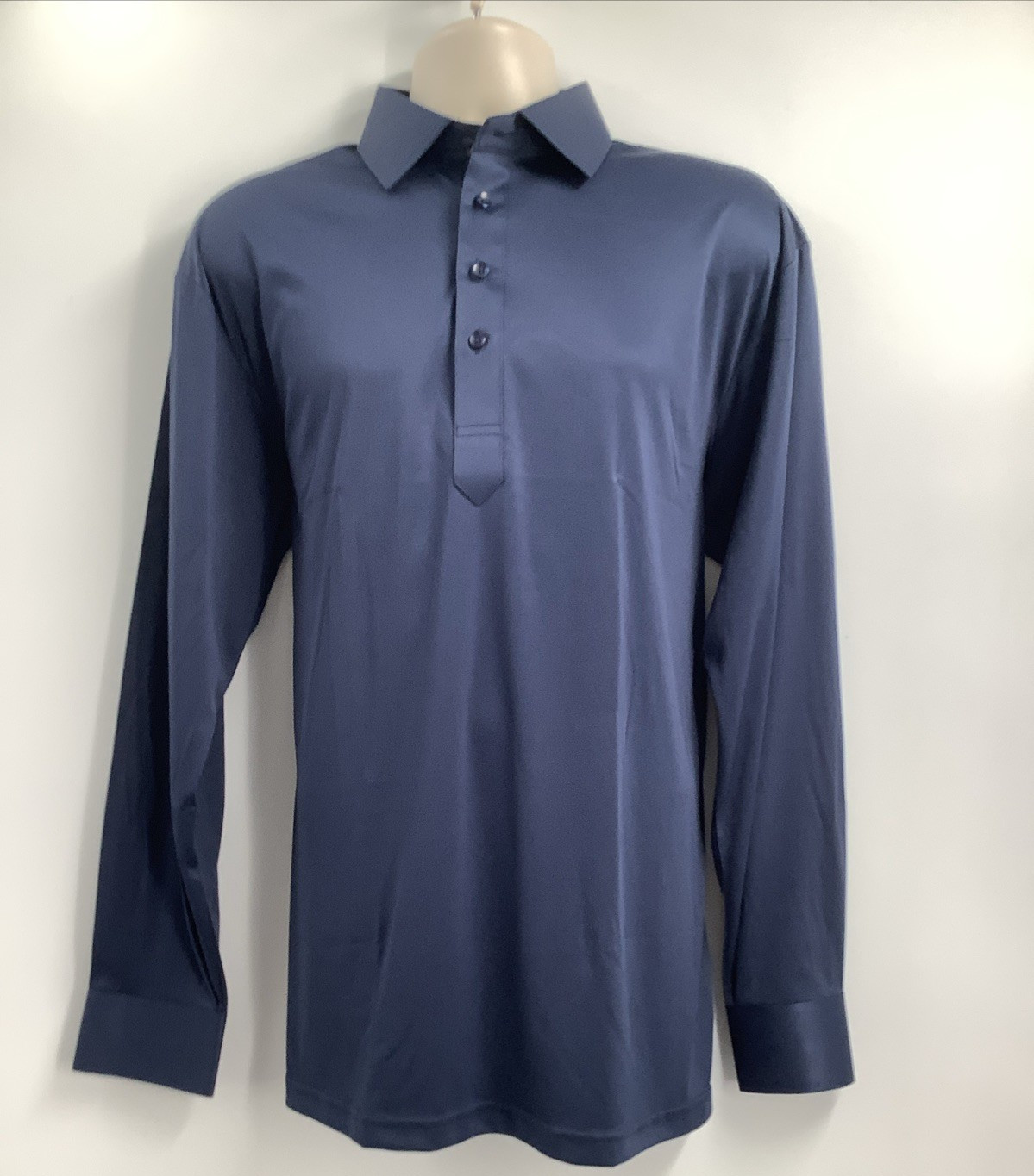 Collars & Co Women’s Long Sleeve Collared Navy Blue Polo Shirt Size Large