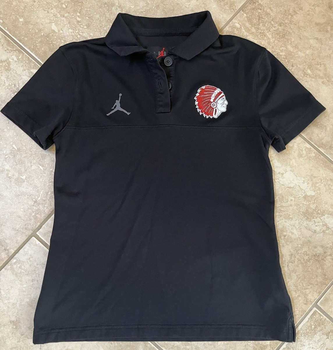 Air Jordan Jumpman Women’s Size Small Black Dri Fit Short Sleeve Polo With Logo