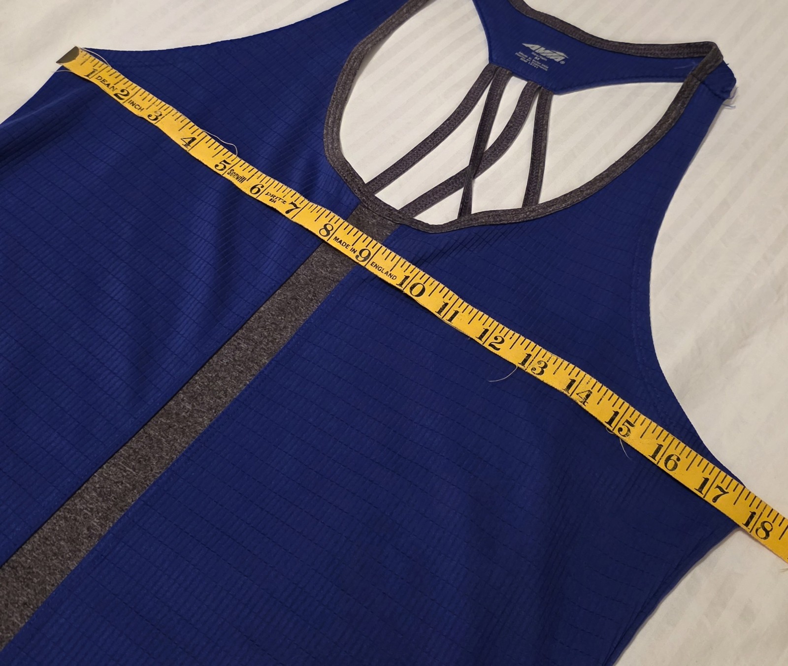 Avia Medium Blue Strappy Back Racerback Tank Top Activewear Yoga Gym Workout
