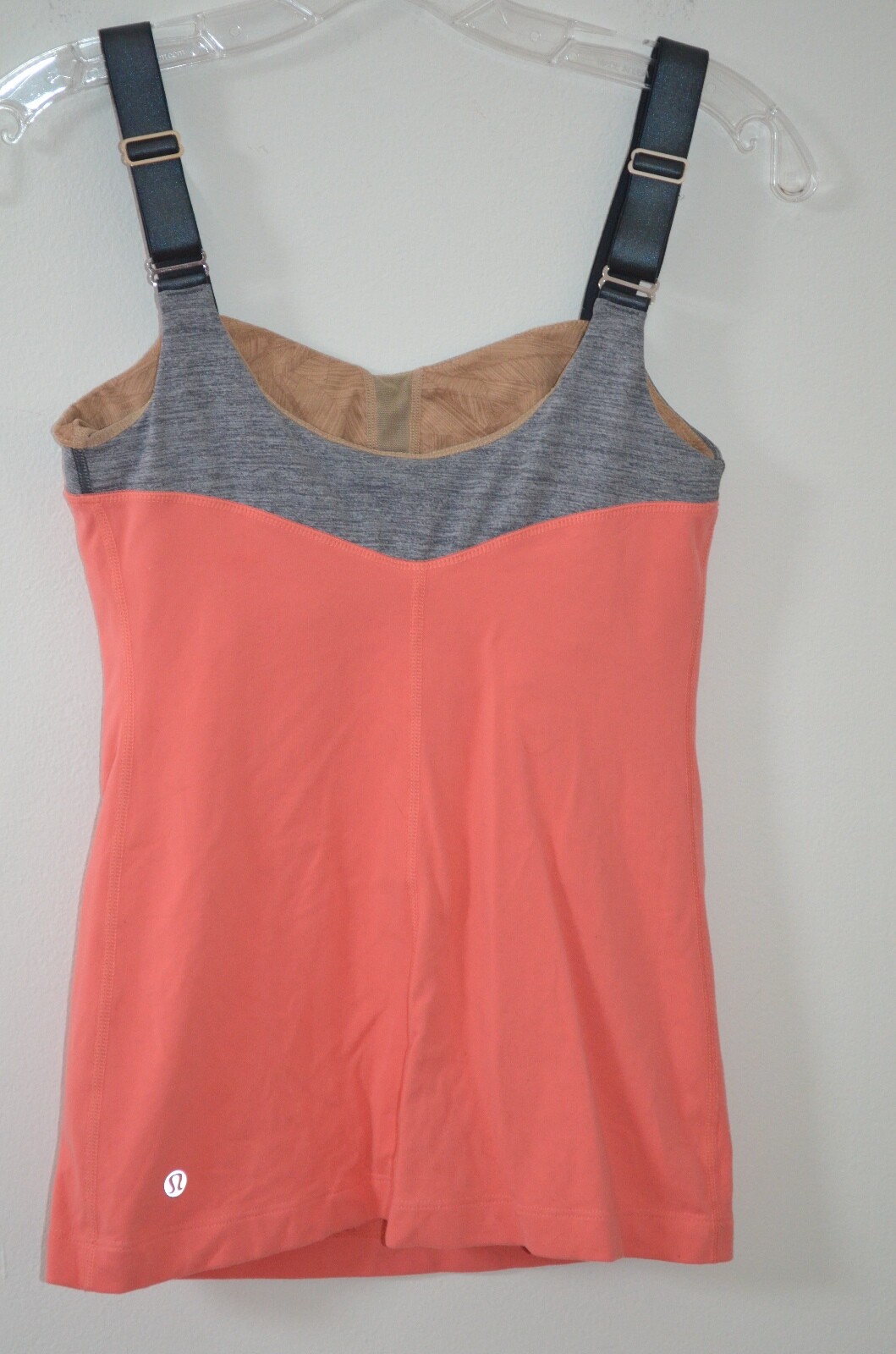 Lululemon Women’s Coral/Gray Yoga Athletic Adjustable Strap Bra Tank Top Size 6