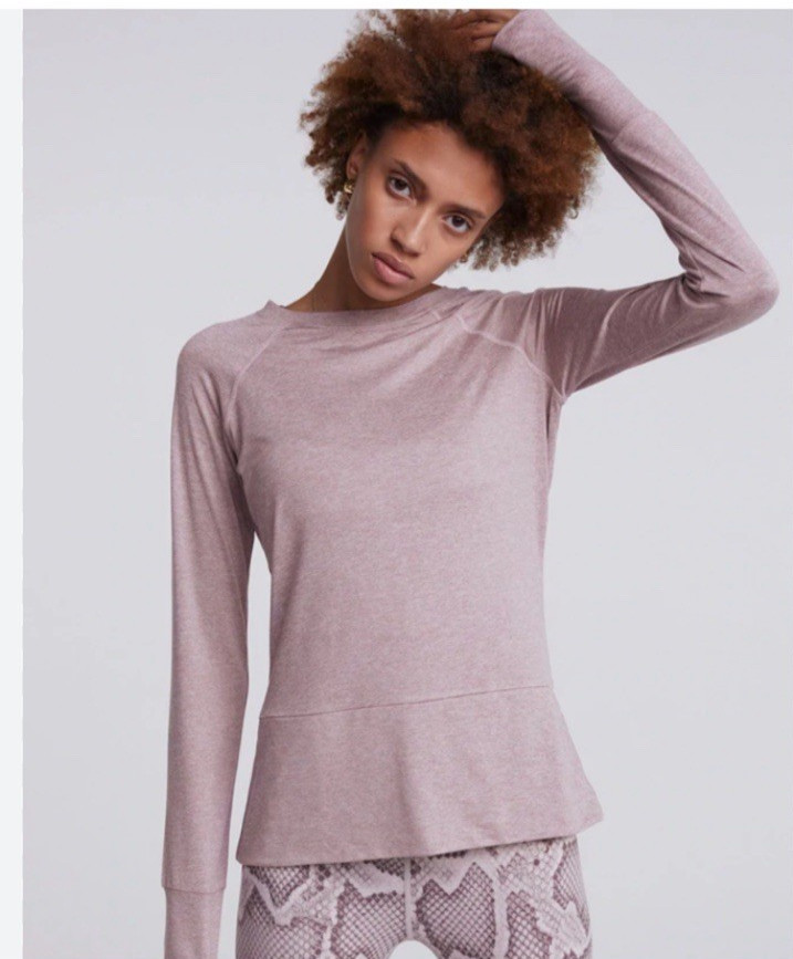 Varley Sz S Clara T-Shirt Long Sleeve Heathered Purple Gray NWT💖See Details