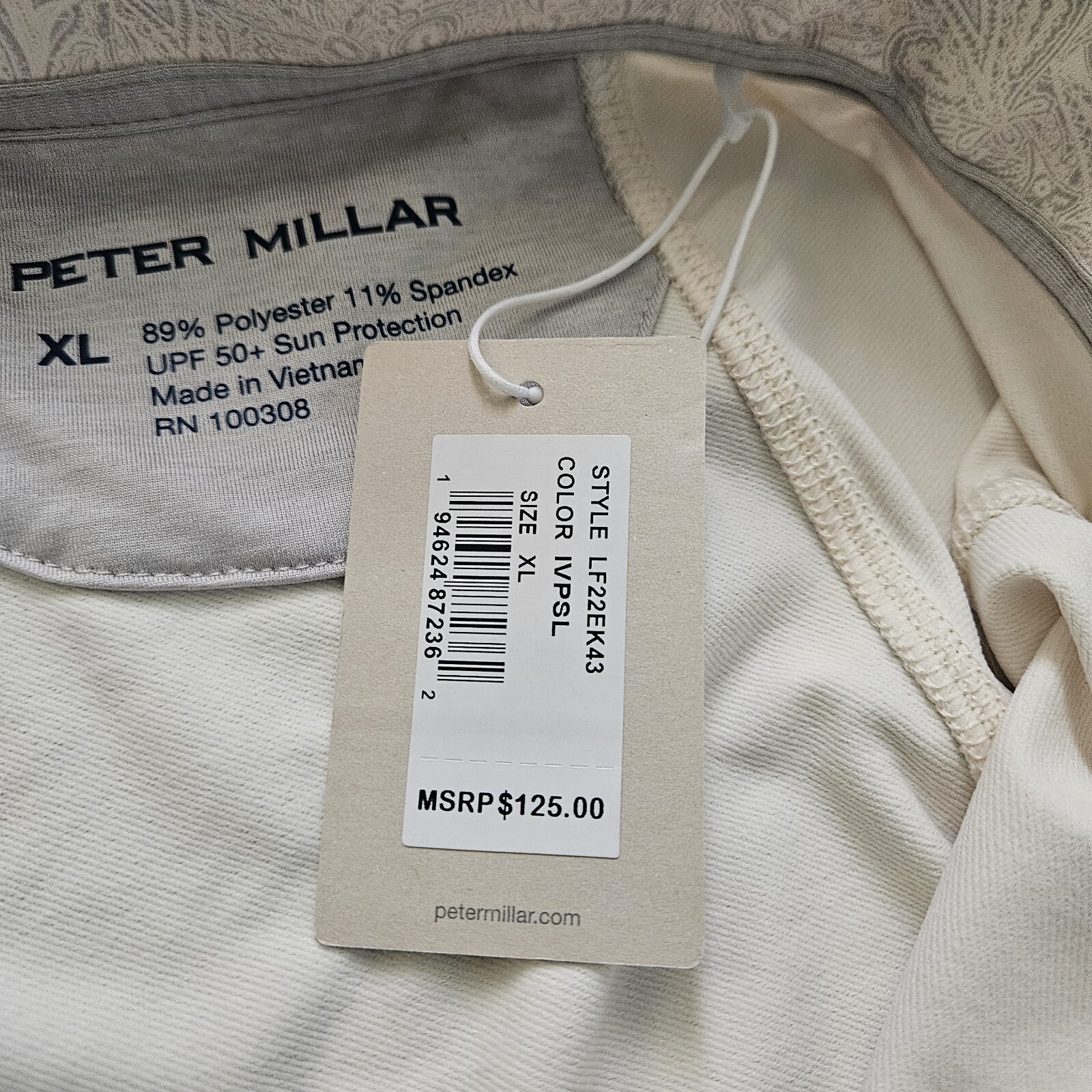 NWT Peter Millar Perth 1/4 Zip Pullover Women XL Ivory Paisley Golf Crown Sport