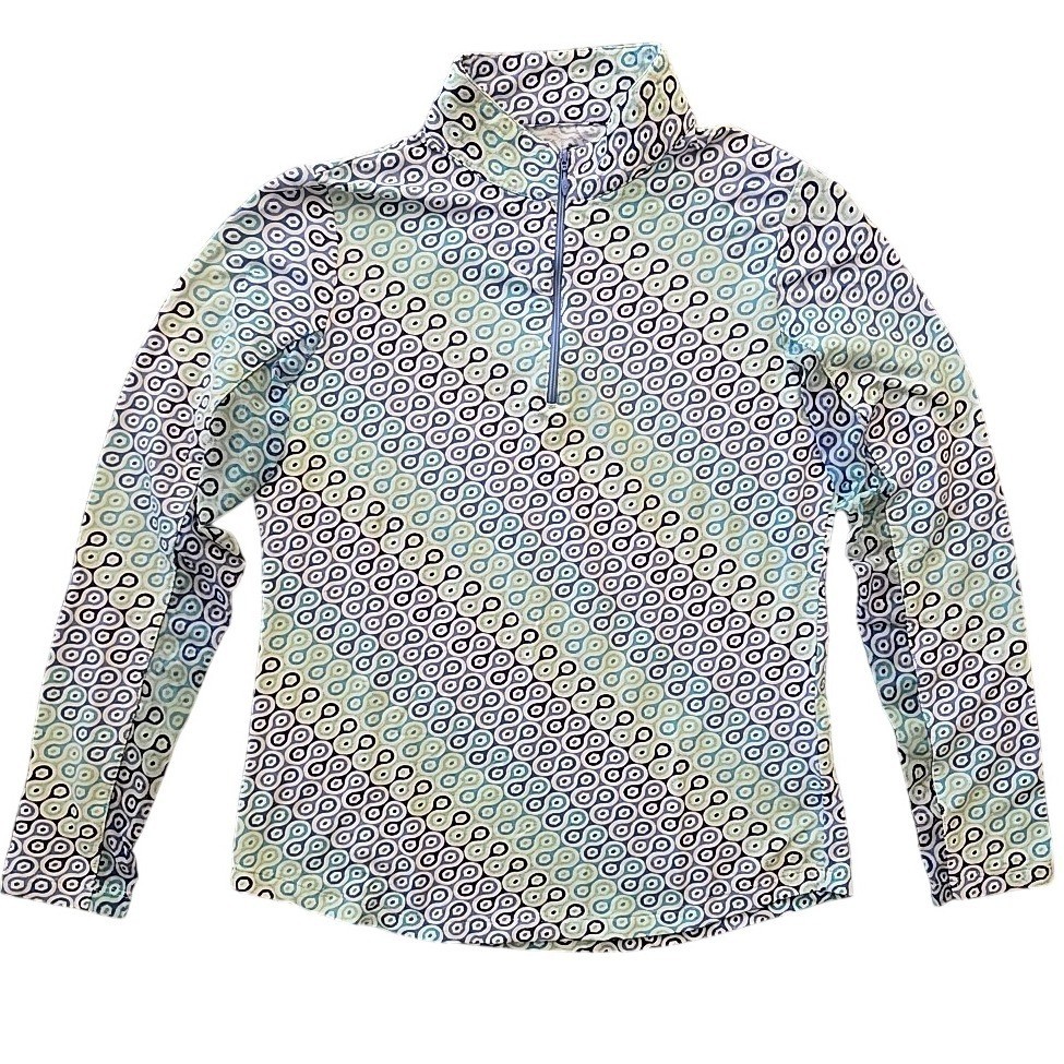 IBKUL 1/4 Zip Women’s Small Blue Green Athleisure Beach UPF 50+ Golf Long Sleeve