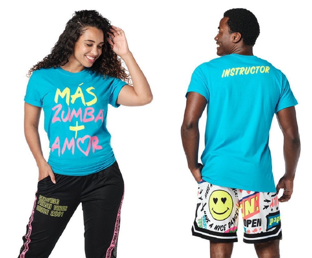 Zumba Amor INSTRUCTOR Unisex Tee ~ XS/S ~ Seaside Surf ~ Free Ship!